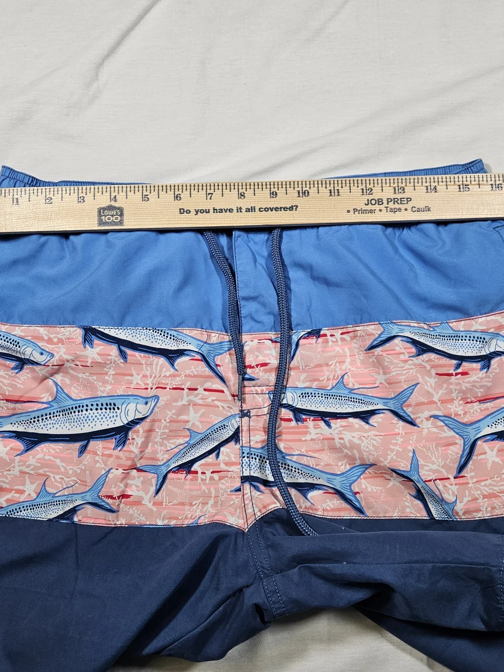Vineyard Vines Men's Small Chappy Swim Trunks Tarpon Fish Blue Pink